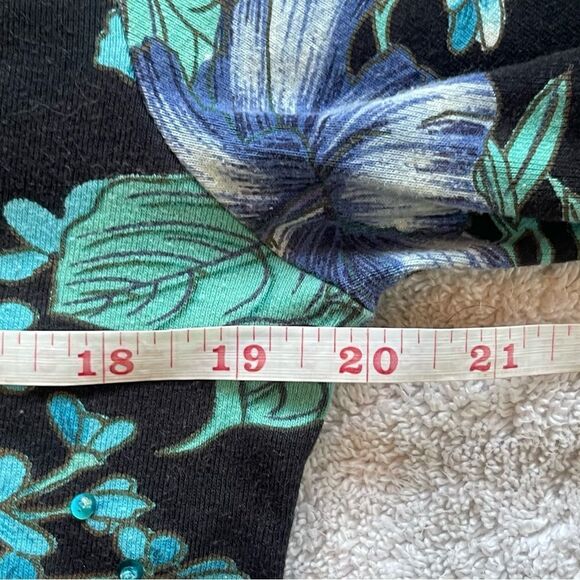 Y2K Floral Sequin Beaded V-Neck Top SZ L Boho Glam Fairycore Whimsygoth Cottage - Picture 6 of 7